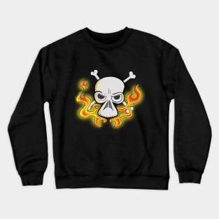 Skull and Fiery Flames Crewneck Sweatshirt